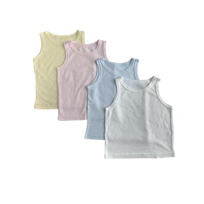 China 2022 Breathable Bamboo Kids Beach Shirts Factory Price Baby Boy Girl Summer Baby Clothes Sleeveless T-shirts for sale