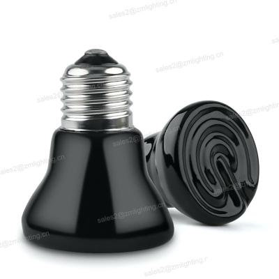 China Grows 55mm Mini Black E27 Reptile Heater Ceramic Lamp Bulb Far Infrared Ceramic Heater Bulb for sale