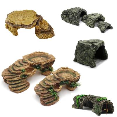 China Turtle Liveable Habitat Box Cave Hide Box Resin Box Tree Trunk Resin Box Reptile Hideout Basking Cave Snake Reptile Hide Animal Skin Small for sale