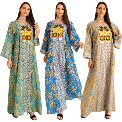 China AB237Factory Muslim dress cotton long sleeves robes women hijab floral loose elegant women TRANSLUCENT abaya women for sale