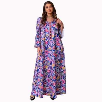 China AB271Manufacture Bohemia TRANSLUCENT pink floral print formal turkey dresses islamic clothing Dubai muslim women clothing kaftan for sale