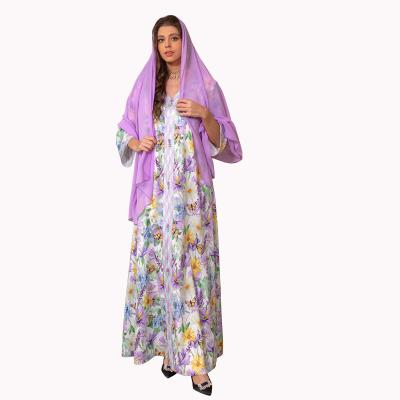 China AB274 Dubai Muslim women's floral dress TRANSLUCENT hot selling rayon women turkey dresses saudi women traditional clothing for sale