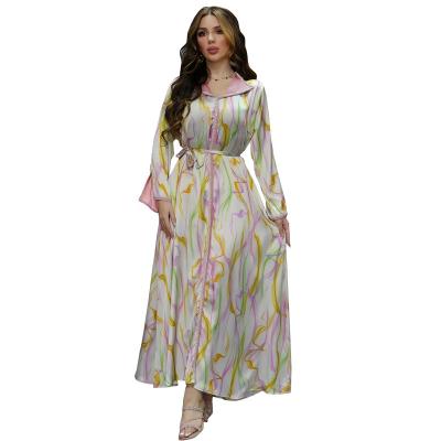 China AB296TRANSLUCENT Hot Selling Newest Print Dubai Rayon Women's Muslim Dresses Saudi Arabian Traditional Muslim Dress Islamic Clothing for sale