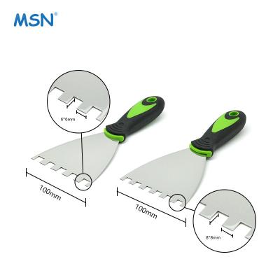 China Finishes Mirror Polishing MSN Paint Scraper Stainless Steel Putty Knife Notched Scraper for sale