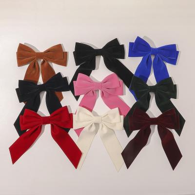 China Hot Selling Environmentally Friendly Soft Ins Style Bowknot Velvet Hairpin Platypus Cut Accessories For Girls for sale