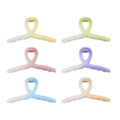 China Hot Selling Large Size Plastic Environmentally Friendly Ins Gradient Color Hair Cross Claws Matte Hair Clips 11cm For Women for sale