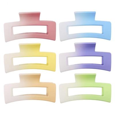 China Hot Selling Environmentally Friendly Medium Size Rectangle Gradient Color Plastic Hair Claws Ins Matte Hair Clips 9cm For Women for sale