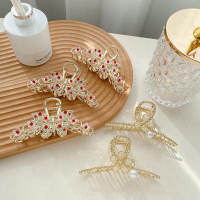 China New Environmentally Friendly Korean Style Metal Hair Clips Large Size 11.5cm Butterfly Ribbon Hair Claws For Women for sale