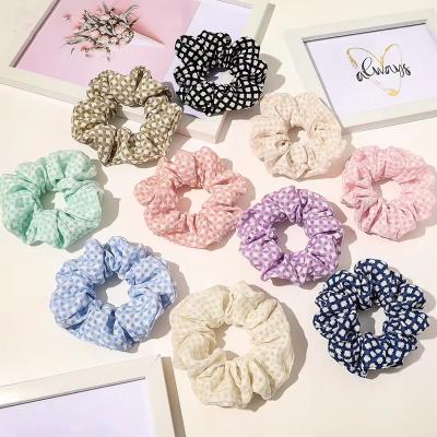 China Environmentally friendly hot selling plain elastic scrunchies from INS plaid fabric hair ties large for women for sale