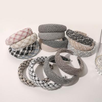 China INS Fashion Wool Headbands Hot Selling Environmentally Friendly Sponge Plaid Simple Headbands For Women for sale