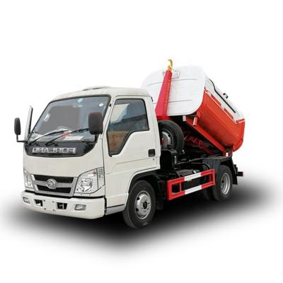 China Factory Mini 3 CBM Forland Hook Arm Dump Box Shaped Garbage Truck With A Baler Forming Garbage Bin for sale