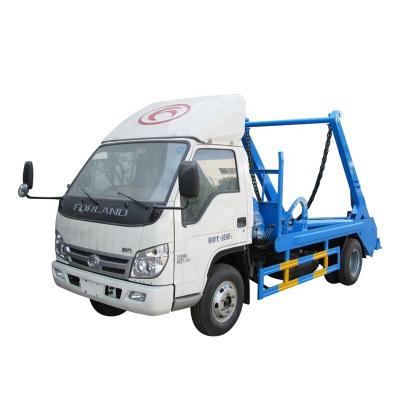 China Factory Foton 4X2 LHD 4 CBM Skip Loader Single Swing Arm Drop Off Garbage Truck for sale