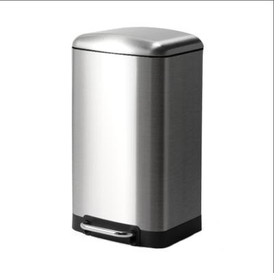 China Sustainable Hot Sale 30L Pedal Foot Stainless Steel Trash Bin Waste Basket Dust / Trash Bins for sale