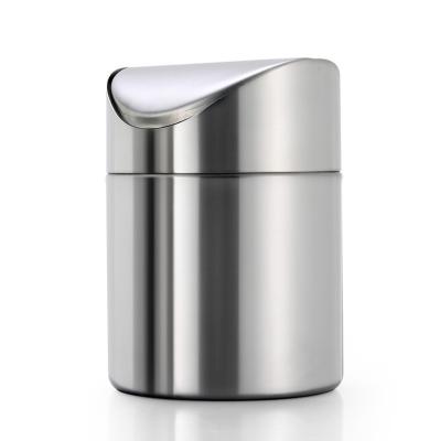 China Stainless Steel Mini Desktop Trash Can /Table Sustainable Trash Can Waste Bin With Swing Lid for sale