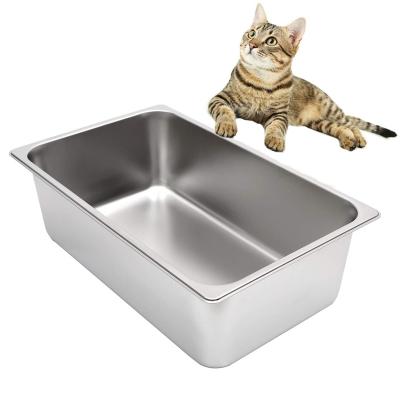 China Sustainable Disposal Stainless Steel Cats Mess Large Box For Cats Non Stick Smooth Surface Easy Cleaning for sale