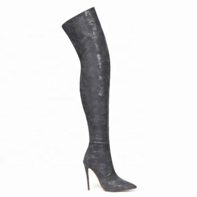 China 2019 Durable New Style Over The Knee Vintage Snakeskin Boots Fashion Pointed Toe Ladies Boots for sale