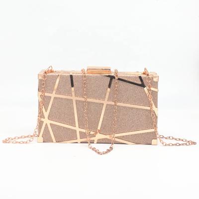 China 2020 New Design Party Daily Cross - Body Chain Evening Ladies Bags Metal Ladies Venue Fashion Geometric Clutch Evening Clutch Bag for sale