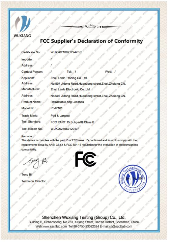 FCC - Zhuji Lanle Trading Co., Ltd.