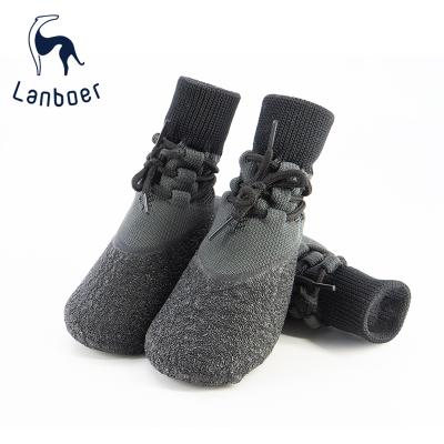 China Sustainable Pet Shoes And Socks Elasticity Vamp Resistant Material Anti Slip Knitting Dog Socks for sale