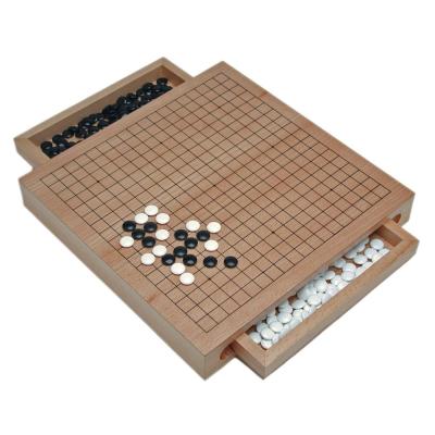 China Custom Eco-Friendly Playing Figures High Quality Wooden Chinese Chess GO Set With Pull Out Drawers -12 in. for sale