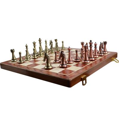 China Stylish International Chess Set Metal Folding Wooden Chessboard For Adult Children for sale