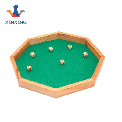 China Trendy Felt Striped Wood Die Cut Trays Octagon Professional Wooden Die Set Rolling Tray With 5 Wood Die Cuts for sale