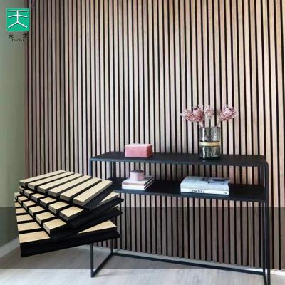 China TianGe Eco-friendly Modern Real And Wood Pet Felt Wall Slat Sound Absorbing Acoustic Panel for sale