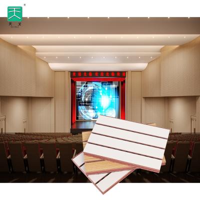 China TianGe Modern Factory Wood Panel Ceiling Materials Grooved Wood Wall Acoustic Panel for sale