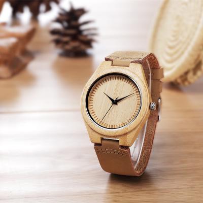 China Classical Wood Dial Retro Wood Leather Watch With Quartz Movement for sale