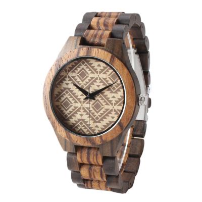 Chine Montre en bois de quartz de zèbre naturel occasionnel, OEM automatique de montre de quartz de Miyota de date à vendre