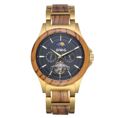 China Prenda impermeable para hombre automática de acero inoxidable de madera de los relojes del oro 18k en venta