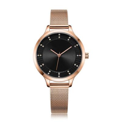 China 3ATM Ladies Alloy Quartz Watch Mesh Bracelet Brass Watch Face Sun Ray Effect for sale