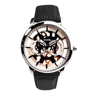 China Classic Mens Genuine Leather Round Watch Waterproof Automatic Watch for sale