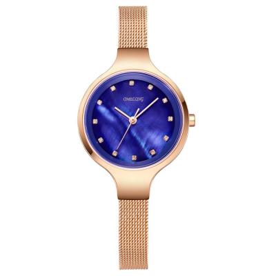 China Small Size Custom Design Watches Mesh Band Ladies Stone Dial Watch for sale