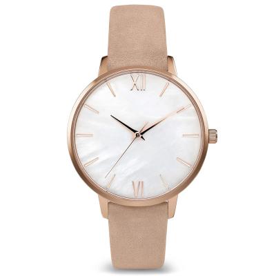 China Women Leather Strap Wrist Watches Quartz Movement Ladies Genuine Leather Watch for sale