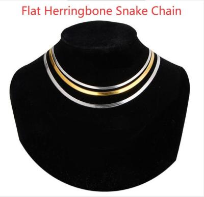 China Casual / Sporty Trending Minimalist 18k Gold Plated Stainless Steel Flat Fishbone Snake Chain Bracelet For Women for sale