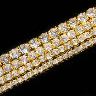 China Hiphop Drop Shipping 1PC Iced Out CZ Diamond Tennis Necklace 3MM 4MM 5MM Chain Necklace 14K Gold Plated Diamond Choker Necklace for sale