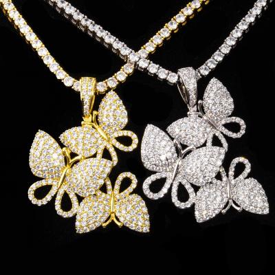 China Hiphop Drop Shipping No Moq Hip Hop Iced Out Butterfly Hiphop Pendant Gold Plated Butterfly Hiphop Diamonds 14K Pendant for sale