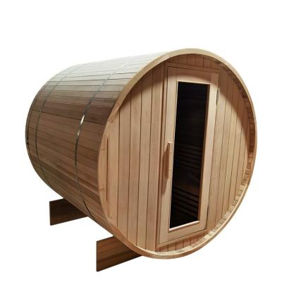 China Computer Control Panel High Quality Hemlock 4-8 ​​Person Cedar Traditional Dry Steam Outdoor Wooden Garden Barrel Sauna for sale