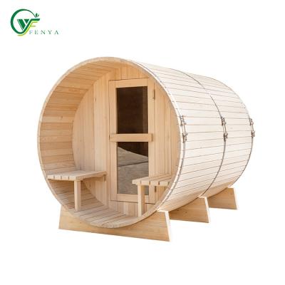 China Popular Customizable Canadian Red Cedar 6 Person Hemlock Pine Computer Control Panel 2021 Sales Barrel Traditional Sauna Room for sale