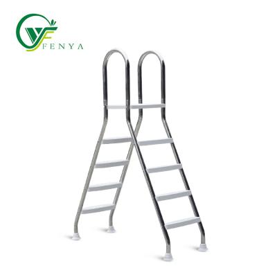 China Customized Swimming Pools 304 Stainless Steel Two Sides 4 Step Ladder For Above Ground Swimming Pool for sale