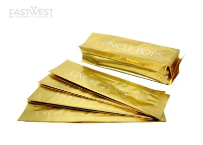 China Gold Metallic Foil Side Gusset Pouch Customized Logo High Barrier Properties for sale