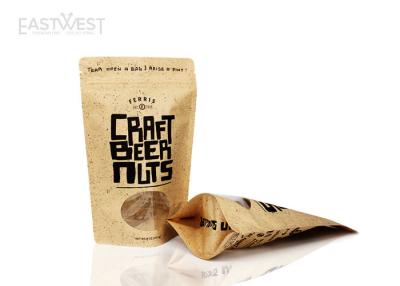 China Food Grade Kraft Paper Ziplock Stand Up Pouch Transparent Widow For Nuts for sale