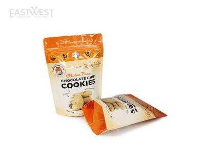 China Resealable Stand Up Aluminum Foil Pouches Cookie Packaging With Bottom Gusset for sale