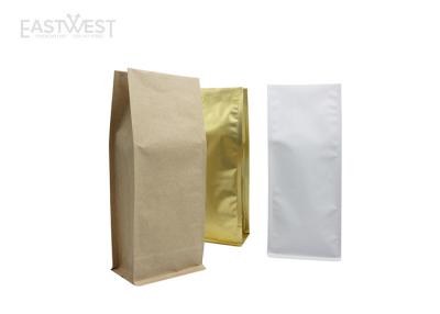 China Stock Kraft Paper / Aluminum Flat Bottom Pouch Flexible Food Packaging for sale