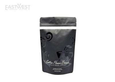 China Matte Finish Black Stand Up Coffee Bean Packaging Bags 8oz / 16oz With Valve for sale