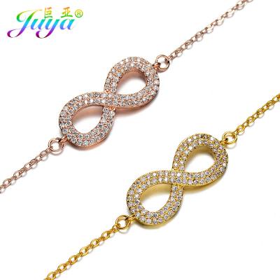 China TRENDY Micro Pave Gold Rose Gold Infinity Charm Zircon Bracelets For Women Men Gold Chains Bangles Bracelets Gift Jewelry Supplies for sale