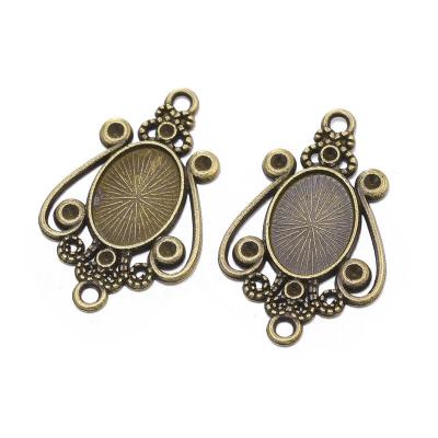 China Zinc Alloy Oval Jewelry Accessory 10X14MM DIY Connectors Cabochon Base Jewelry Components Base Arrangement Tray for sale