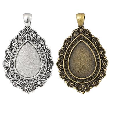 China Zinc Alloy 2 Colors Fit 18x25mm Vintage Style Oval Cameo Cabochon Pendant Tray Necklace For Jewelry Making for sale