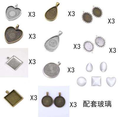 China 60pcs/lot Zinc Alloy Differently Shaped Necklace Cabochon Bezel Pendant Trays Set Cabochon Base Pendant Set for sale